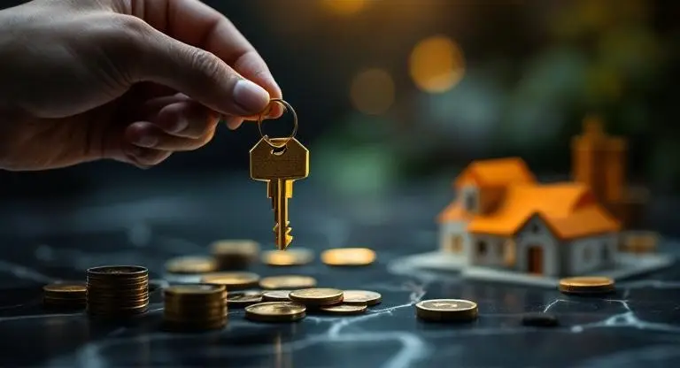 Gold house keys and coins representing lower payments