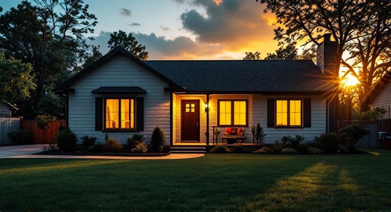Single-family rental home at golden hour